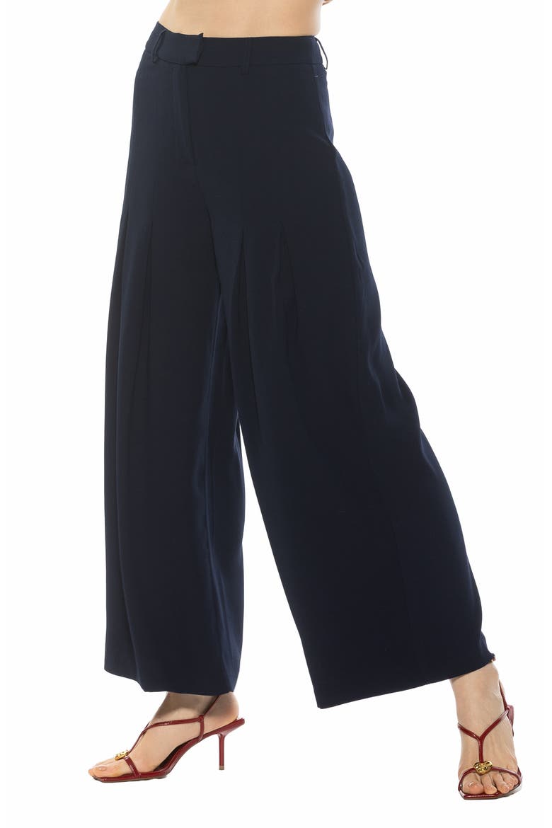 Ilya High Waist Pleated Wide Leg Pants, Alternate, color, NAVY