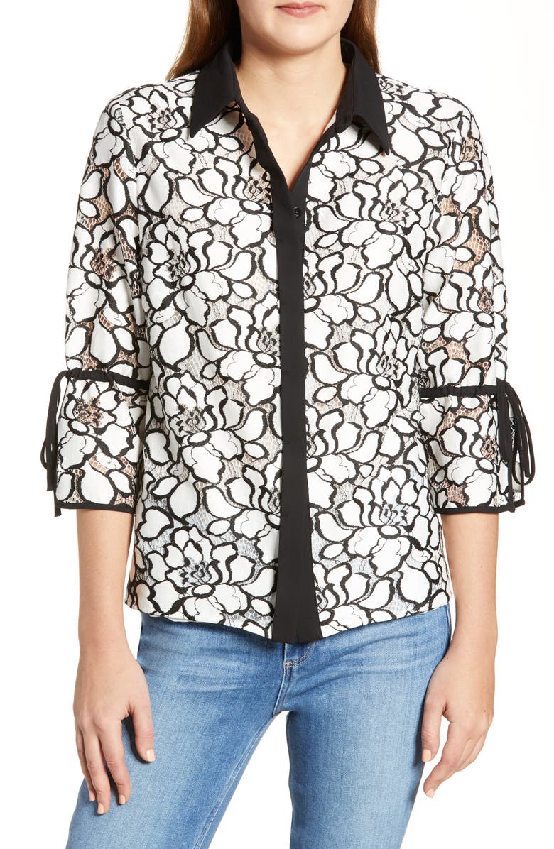 Ming Wang Lace Shirt, Main, color, 