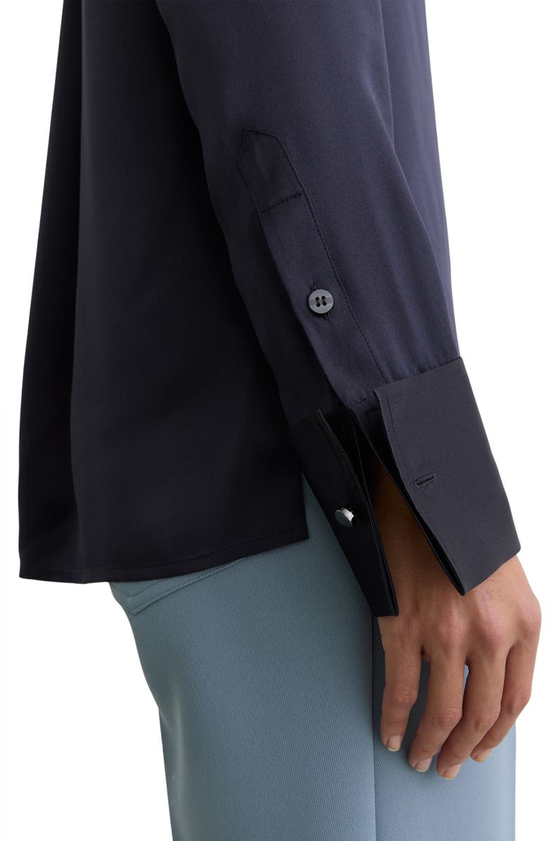 Reiss Ameira Silk Satin Button-Up Shirt, Alternate, color, Navy