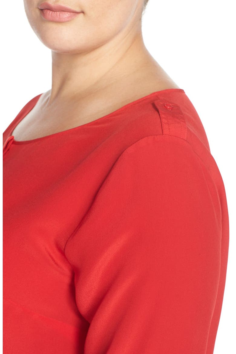 'Krista' Mirror Print Silk Top, Alternate, color, TANGO RED