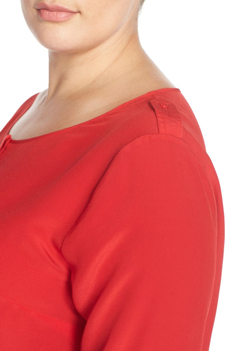 Tart 'Krista' Mirror Print Silk Top, Alternate, color, Tango Red