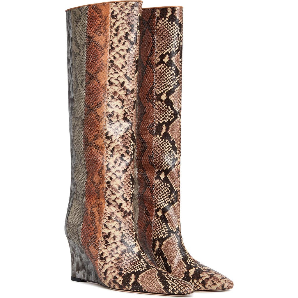 Cynthia Rowley Embossed Leather Wedge Boot In Multi