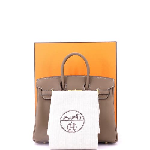 Pre-owned Hermes Hermes Birkin Handbag Grey Swift With Gold Hardware 25 In Brown