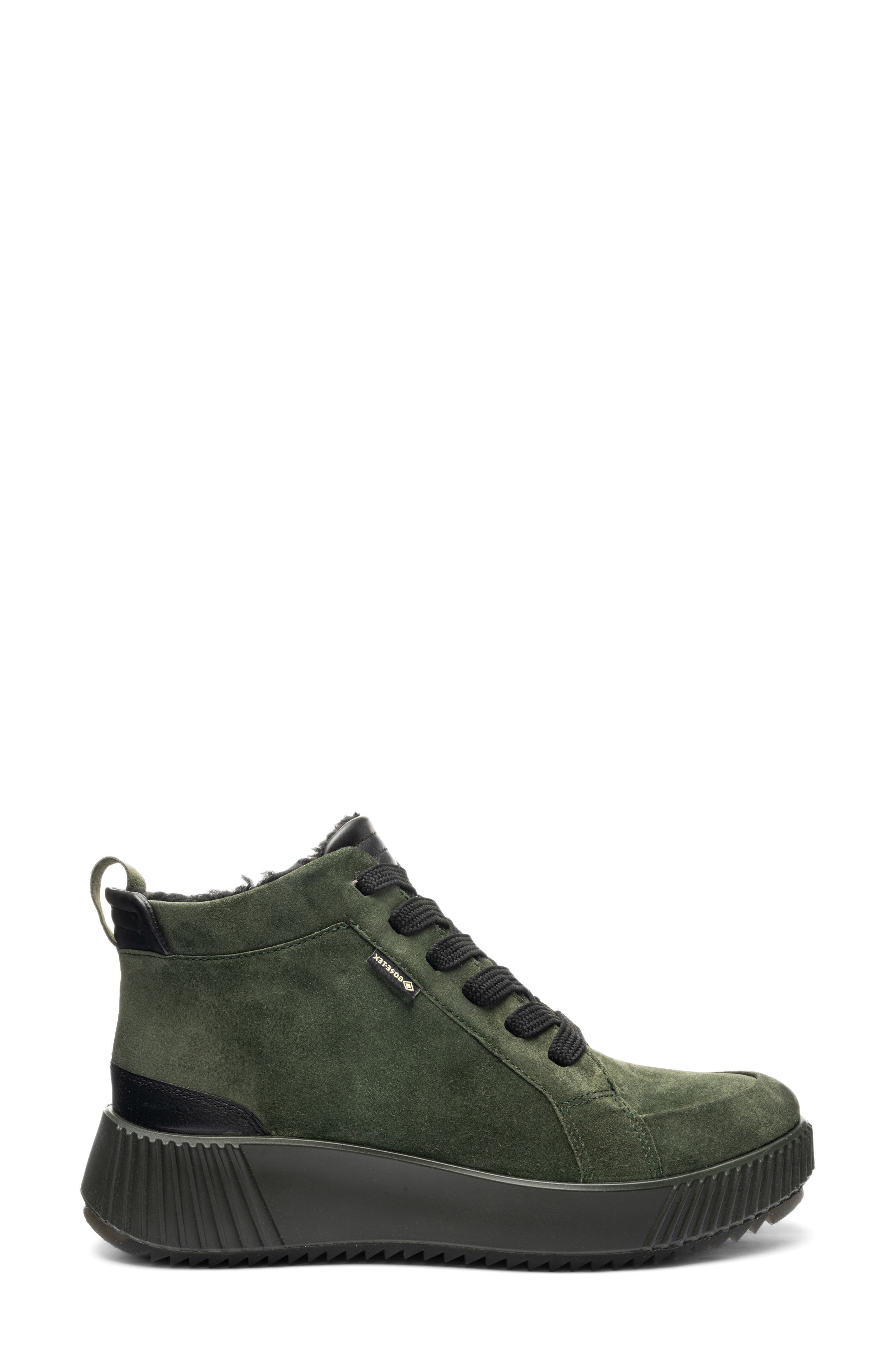 Dahlia Waterproof Faux Fur Lined Sneaker, Alternate, color, GREEN/ BLACK