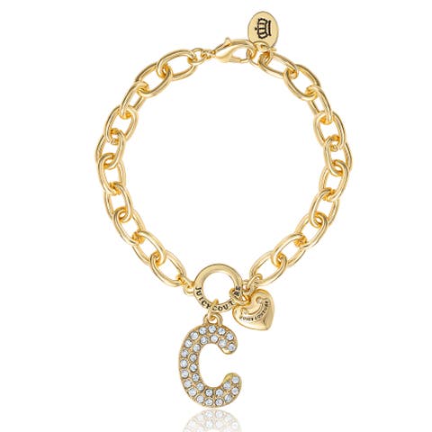 Pavé Initial Charm Bracelet, 7.5'' Gold Tone Link