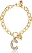 Juicy Couture Pavé Initial Charm Bracelet, 7.5'' Gold Tone Link