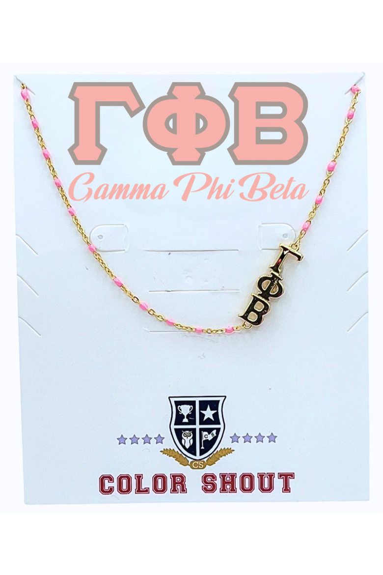 Gamma Phi Beta Greek Letter Side Set Necklace, Alternate, color, Yellow Gold