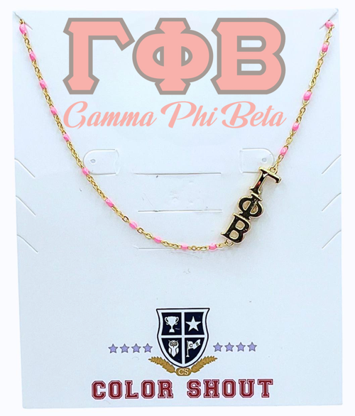 Color Shout Gamma Phi Beta Greek Letter Side Set Necklace In Gold