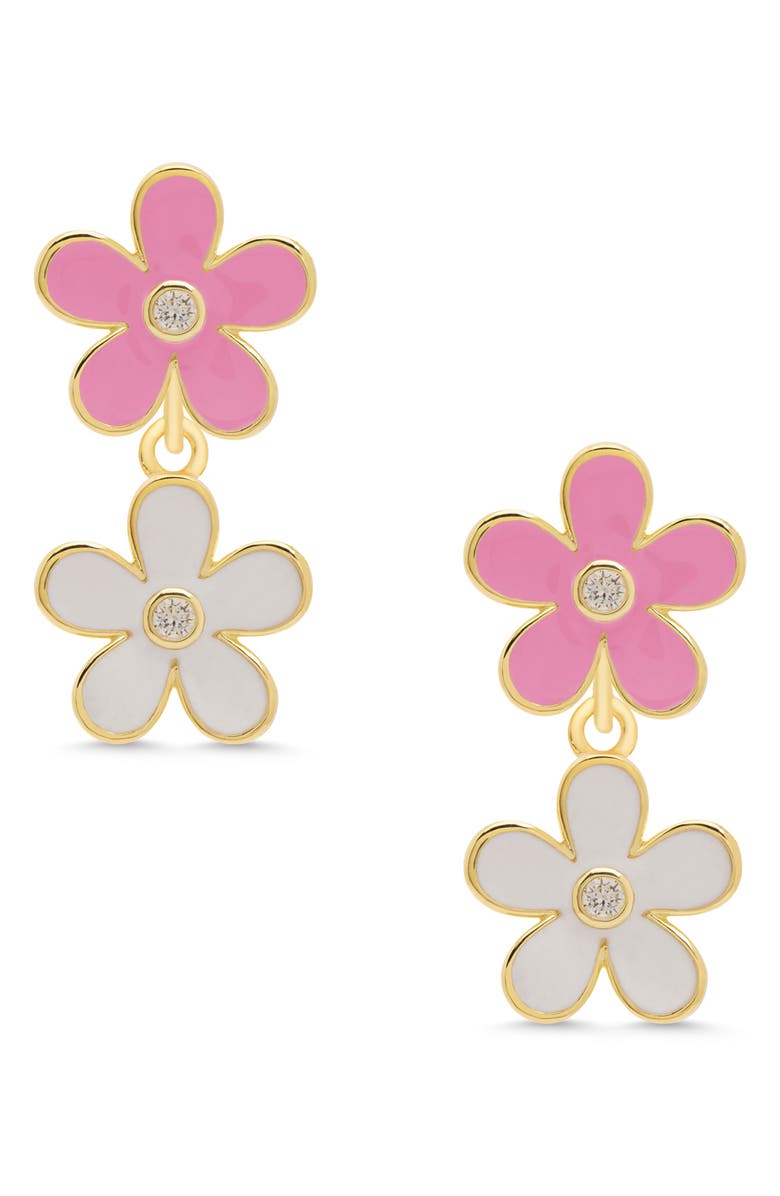 Lily Nily Kids' Double Floral Drop Earrings, Main, color, Pink/ White