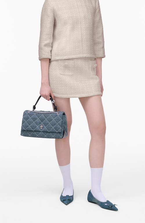 MARC JACOBS MARC JACOBS THE QUILTED DENIM DUAL CHAIN SHOULDER BAG 