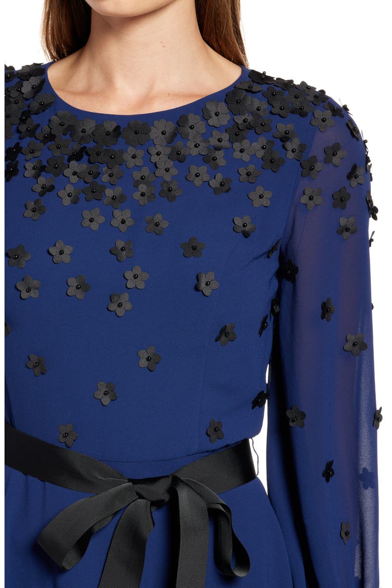 Floral Embellished Long Sleeve Dress, Alternate, color, BLUE