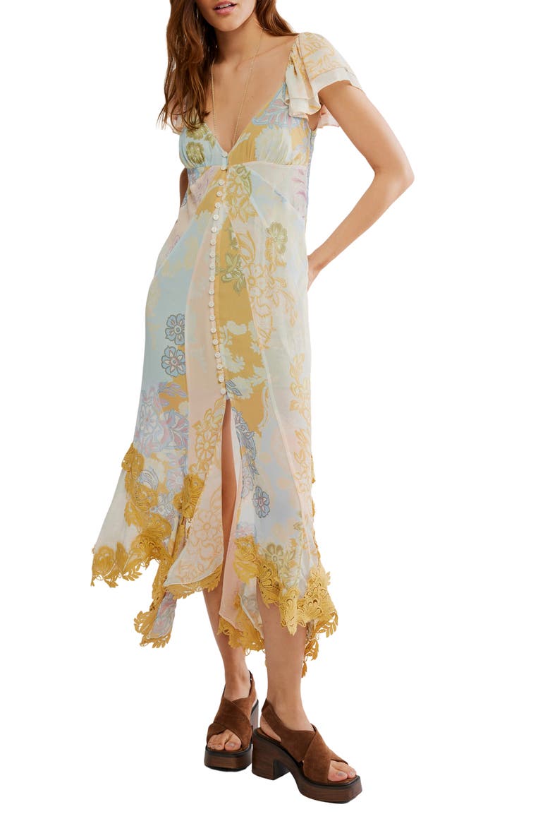 Bali Aurora Flutter Sleeve Midi Dress, Main, color, SOFT COMBO