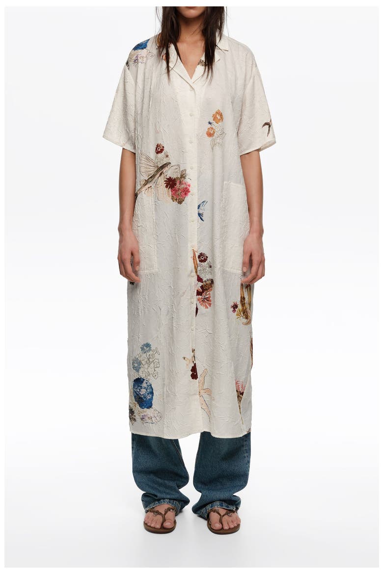 Off-White Seabed Wrinkled Fabric Shirt Dress, Main, color, SEABED OFF WHITE