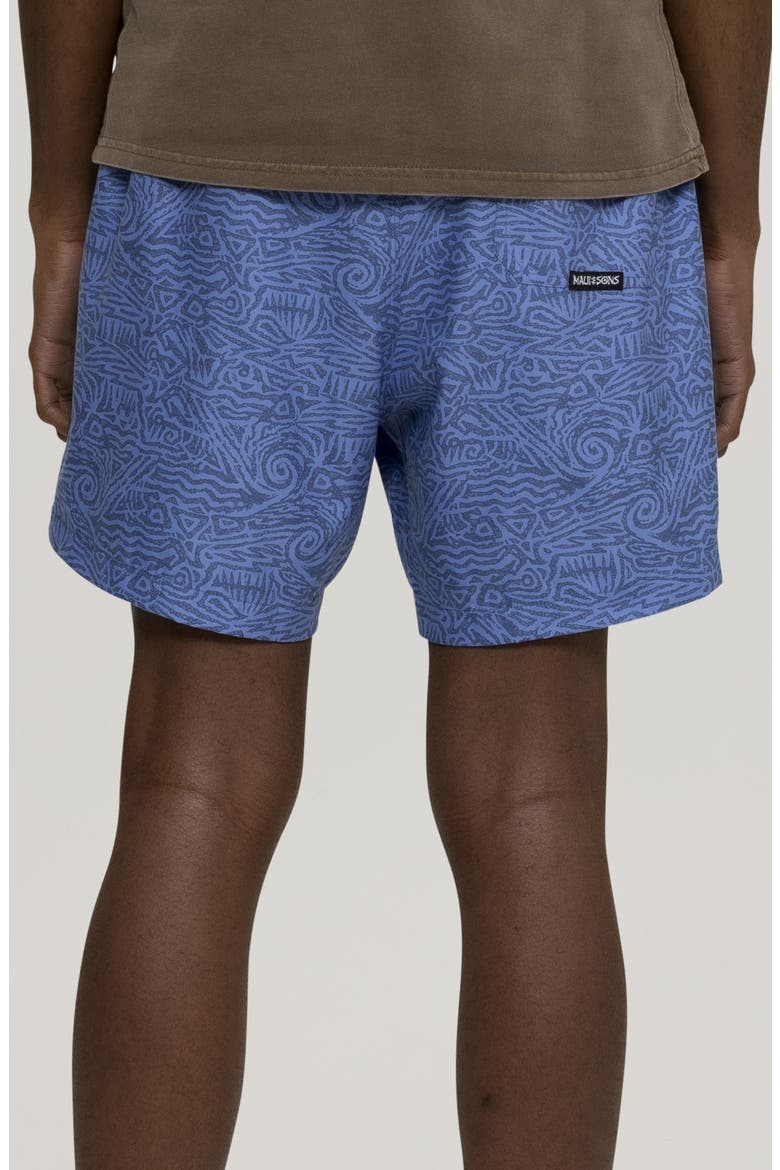 Doodle Print Microfiber Swim Trunks, Alternate, color, OCEAN