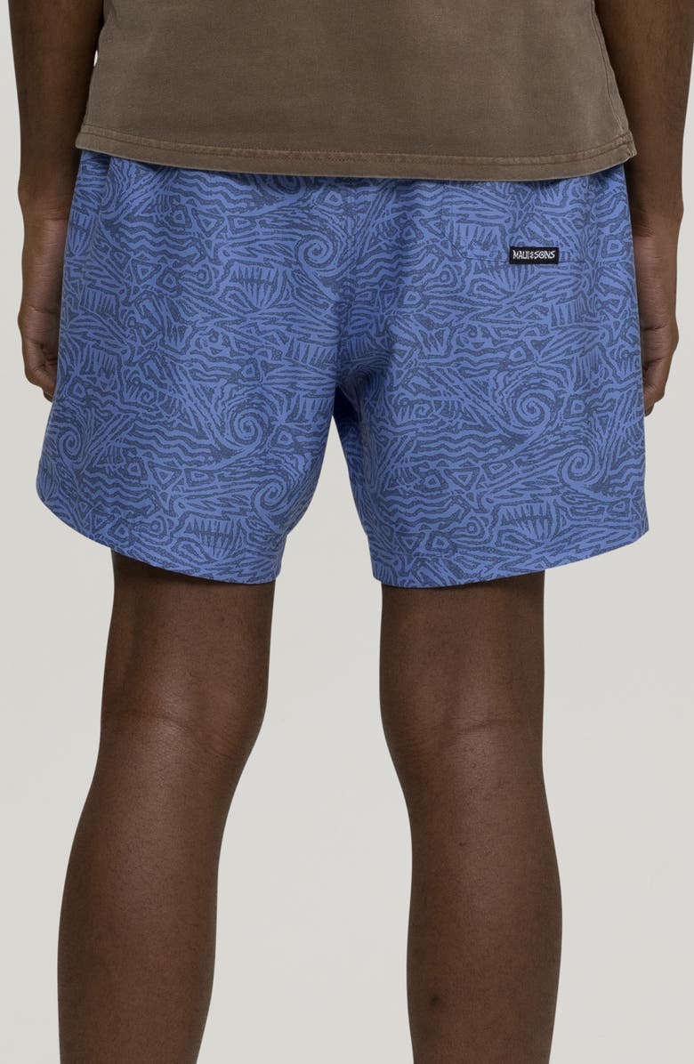 Maui & Sons Doodle Print Microfiber Swim Trunks, Alternate, color, Ocean