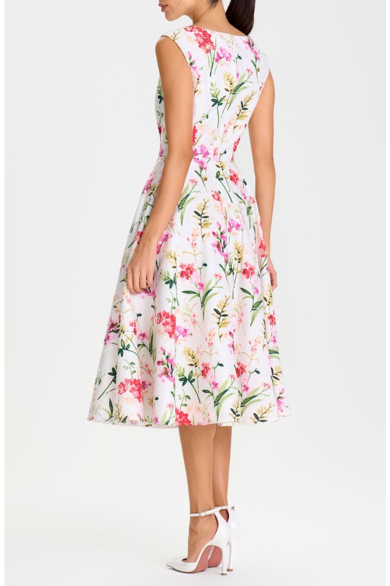 Adele Sequin Detail Floral Midi Dress, Alternate, color, WHITE