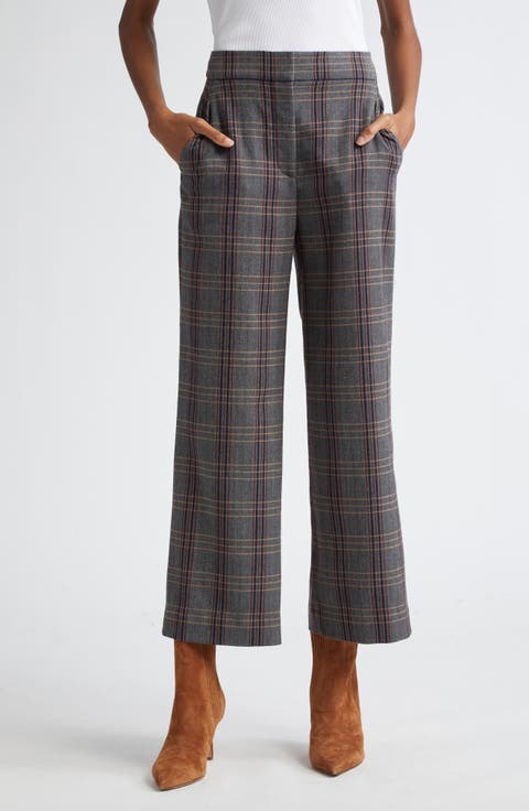 Brixton Plaid Wide Leg Ankle Pants