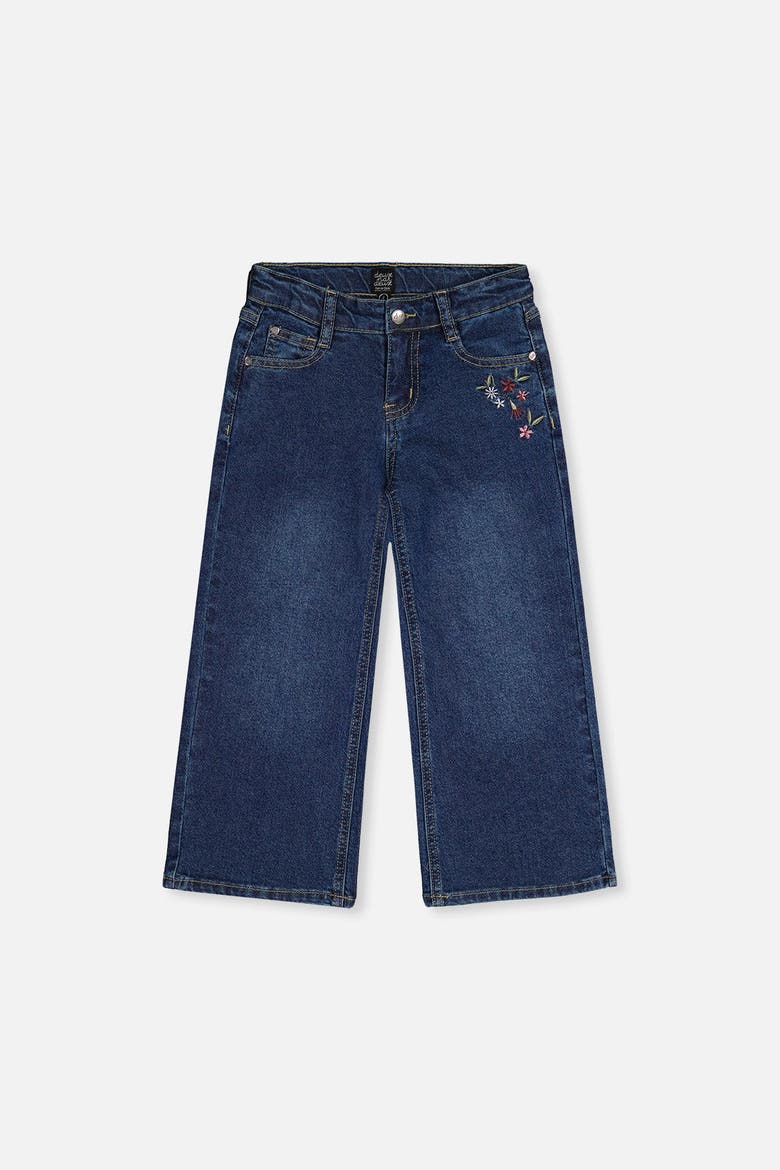 Stretch Denim Embroidered Flower Jeans, Main, color, Light Blue Denim