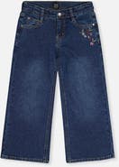 Deux par Deux Stretch Denim Embroidered Flower Jeans