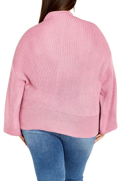 City Chic Halo Funnel Neck Rib Sweater In Pink