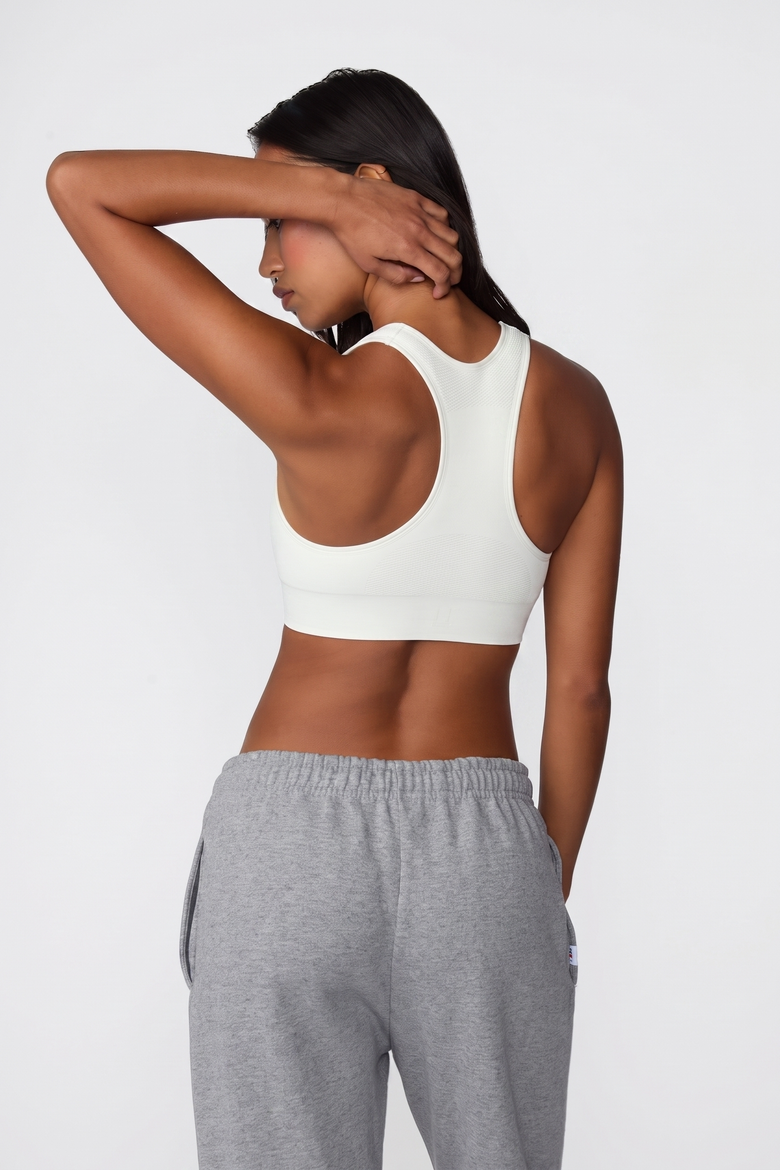 Seamless Racerback Sports Bra, Alternate, color, White