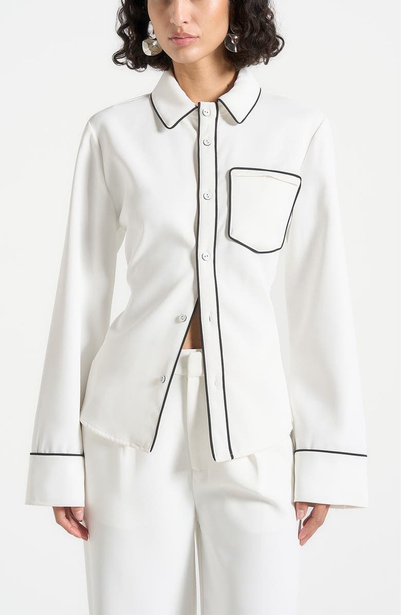 Manière De Voir Contrast Piped Backless Tie Shirt, Alternate, color,