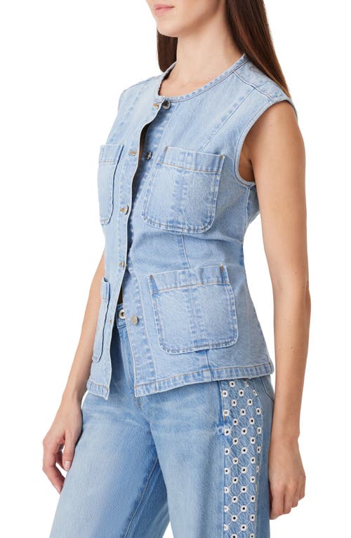 Habitual Collarless Denim Vest In Blue