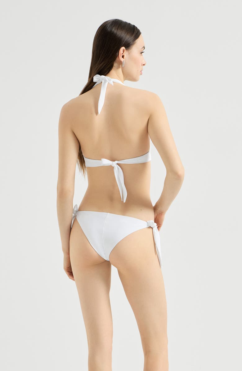 Brunello Cucinelli Techno jersey bikini top with monili, Alternate, color, White