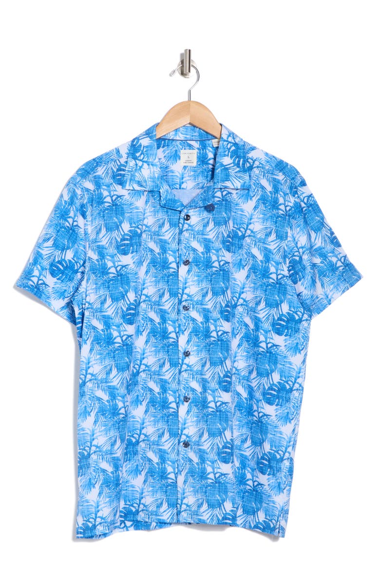 CONSTRUCT Duo Palm Print Camp Shirt, Alternate, color, Blue