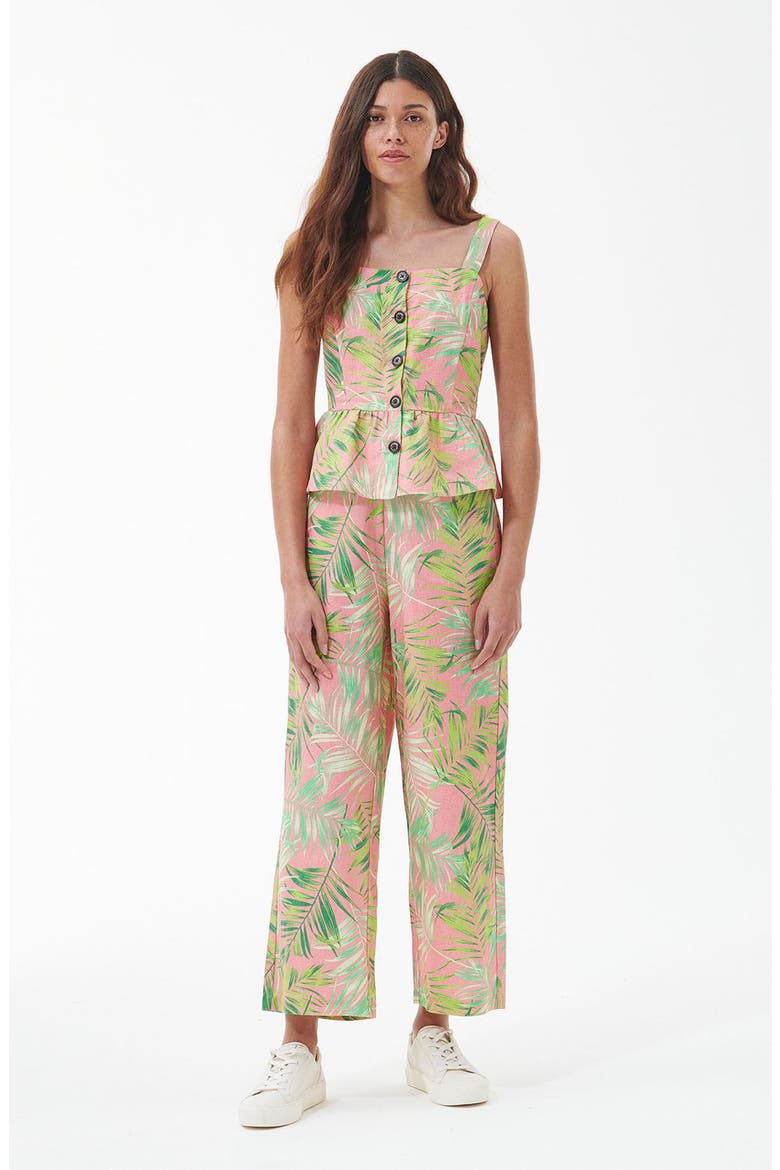 Aralia Palm Print Cotton Wide Leg Pants, Alternate, color, MULTI PINK