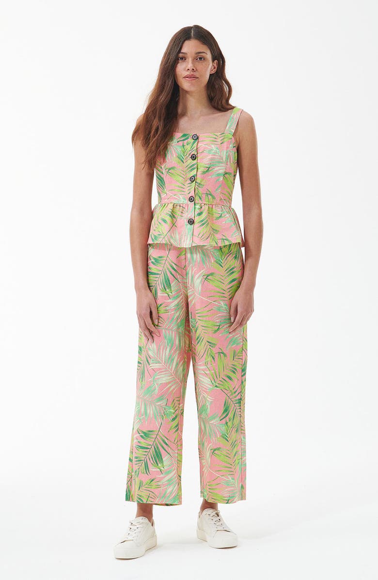 Barbour Aralia Palm Print Cotton Wide Leg Pants, Alternate, color,