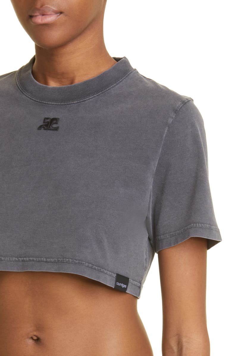 Courrèges Crop Jersey T-Shirt, Alternate, color, 