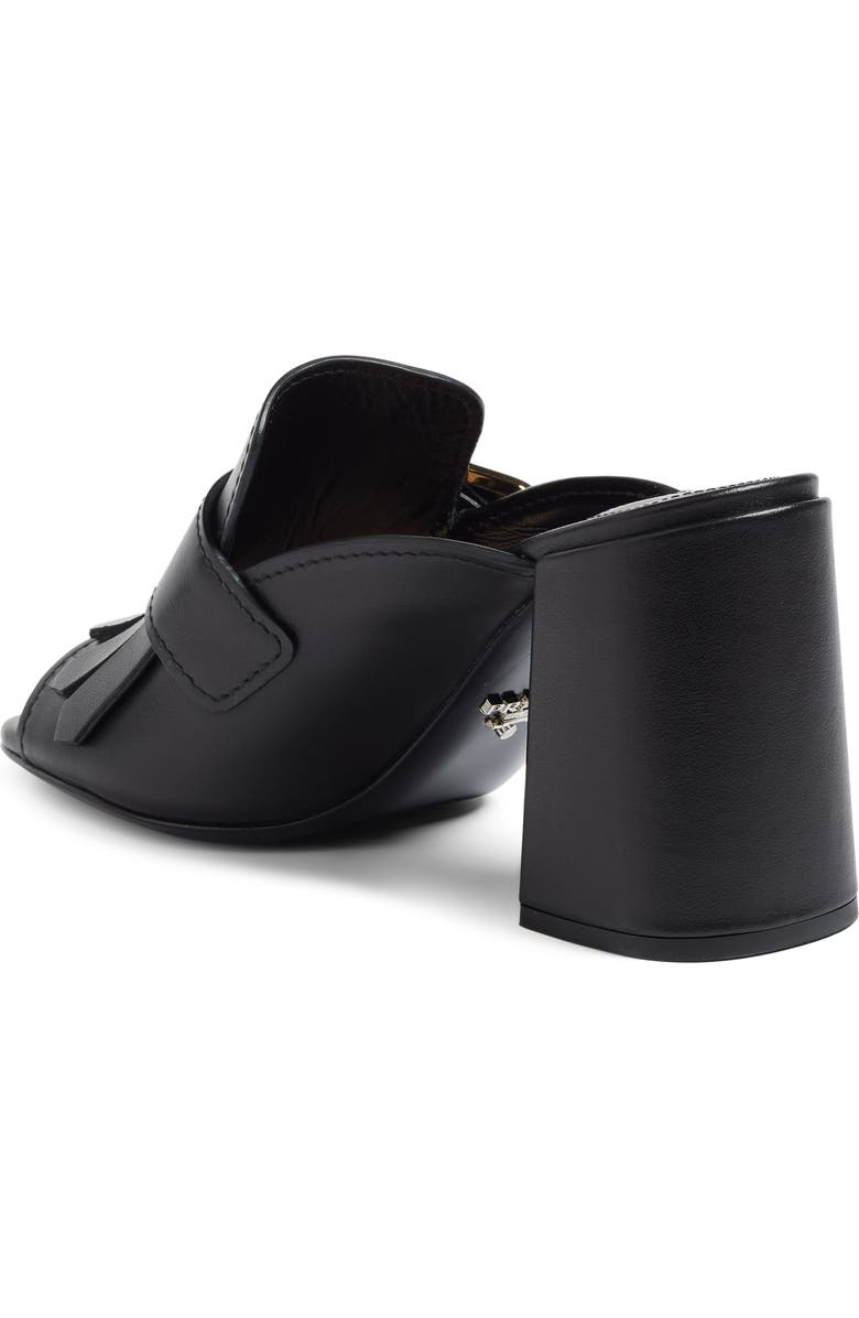 Prada Kiltie Fringe Buckle Strap Mule, Alternate, color,