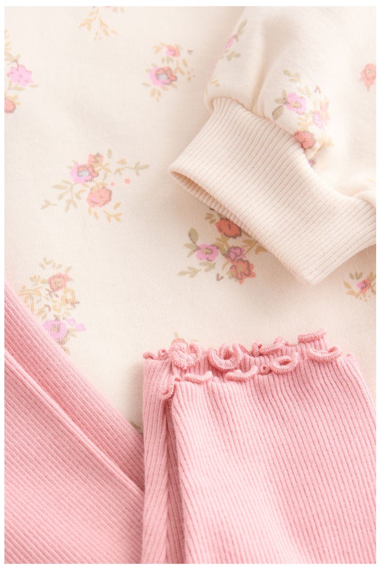 Kids' Floral Sweatshirt & Leggings Set, Alternate, color, PINK