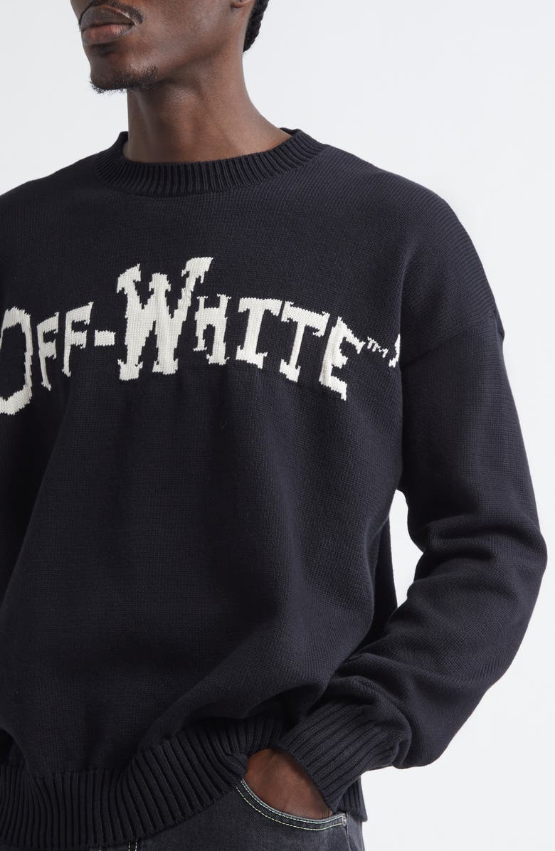 Off-White Off Quote Jacquard Logo Crewneck Sweater, Alternate, color,