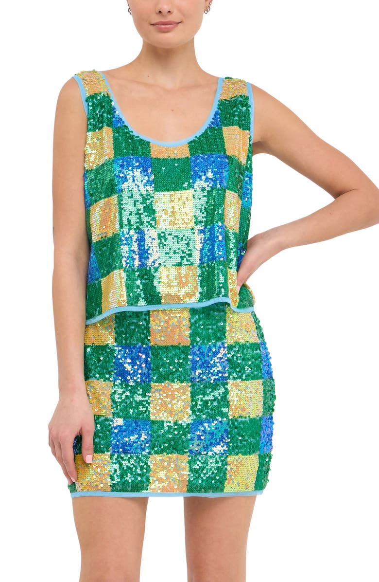 Endless Rose Sequin Check Tank, Alternate, color, Blue Multi