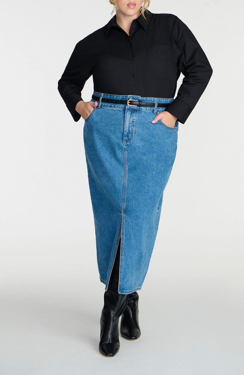 ELOQUII Oversize Poplin Button-Up Shirt, Alternate, color, 