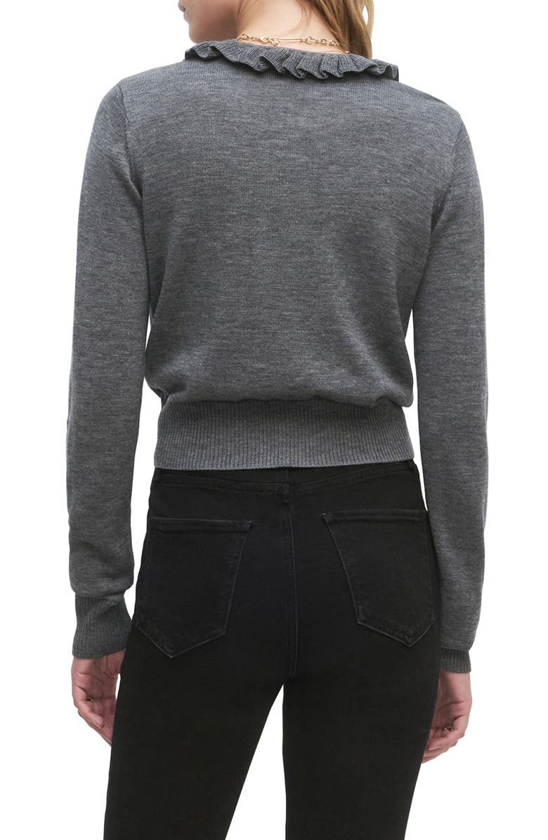 Favorite Daughter The Meet the Parents Ruffle Neck Wool Cardigan, Alternate, color, Heather Grey