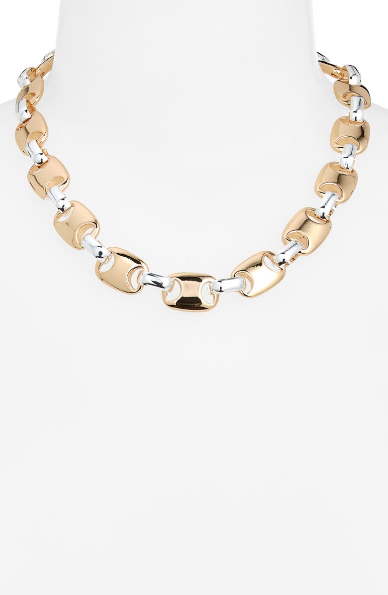Open Edit Mariner Link Collar Necklace, Alternate, color, Gold- Silver