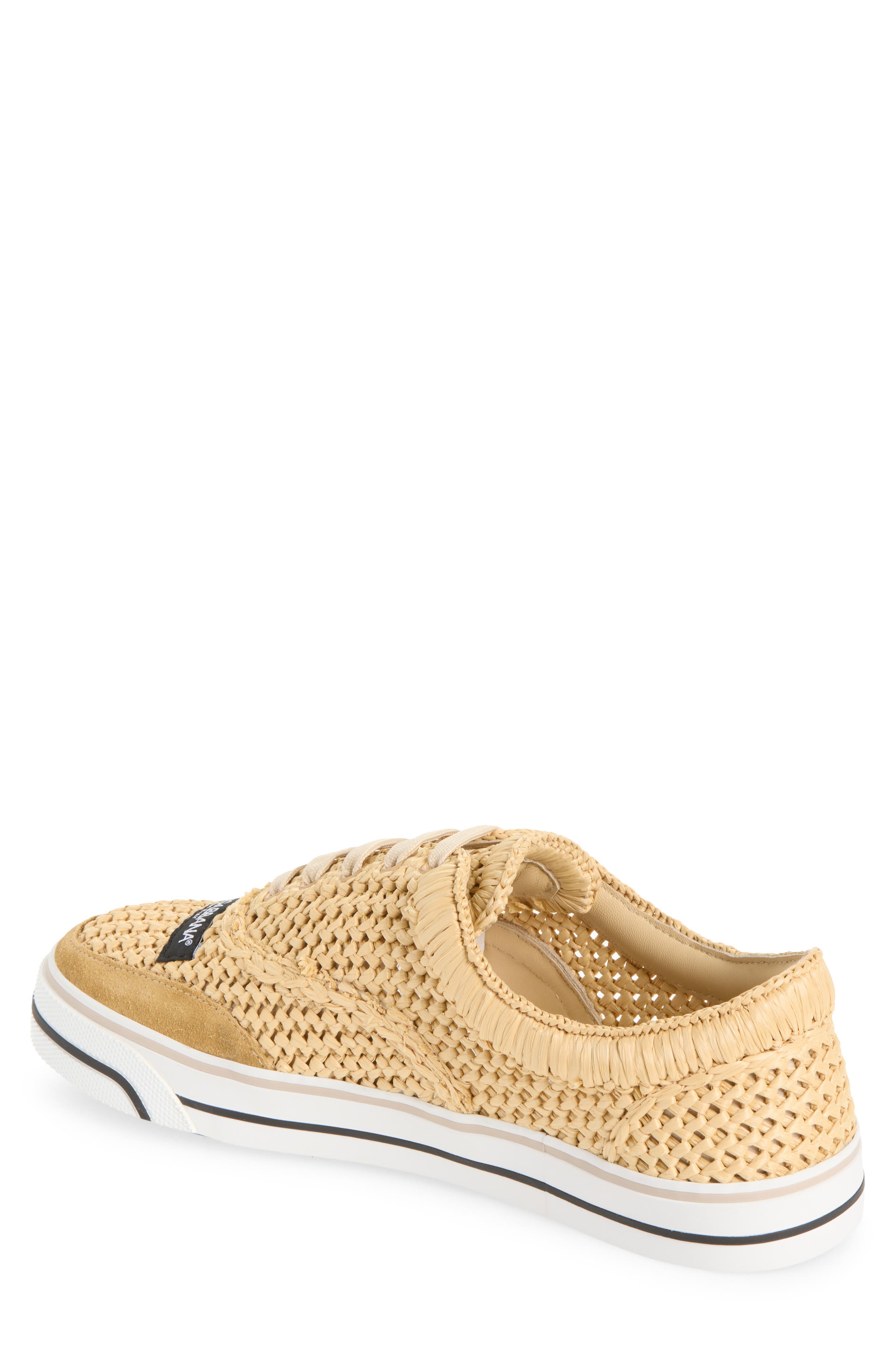 Raffia Lace-Up Sneaker, Alternate, color, CREMA/ NATURALE