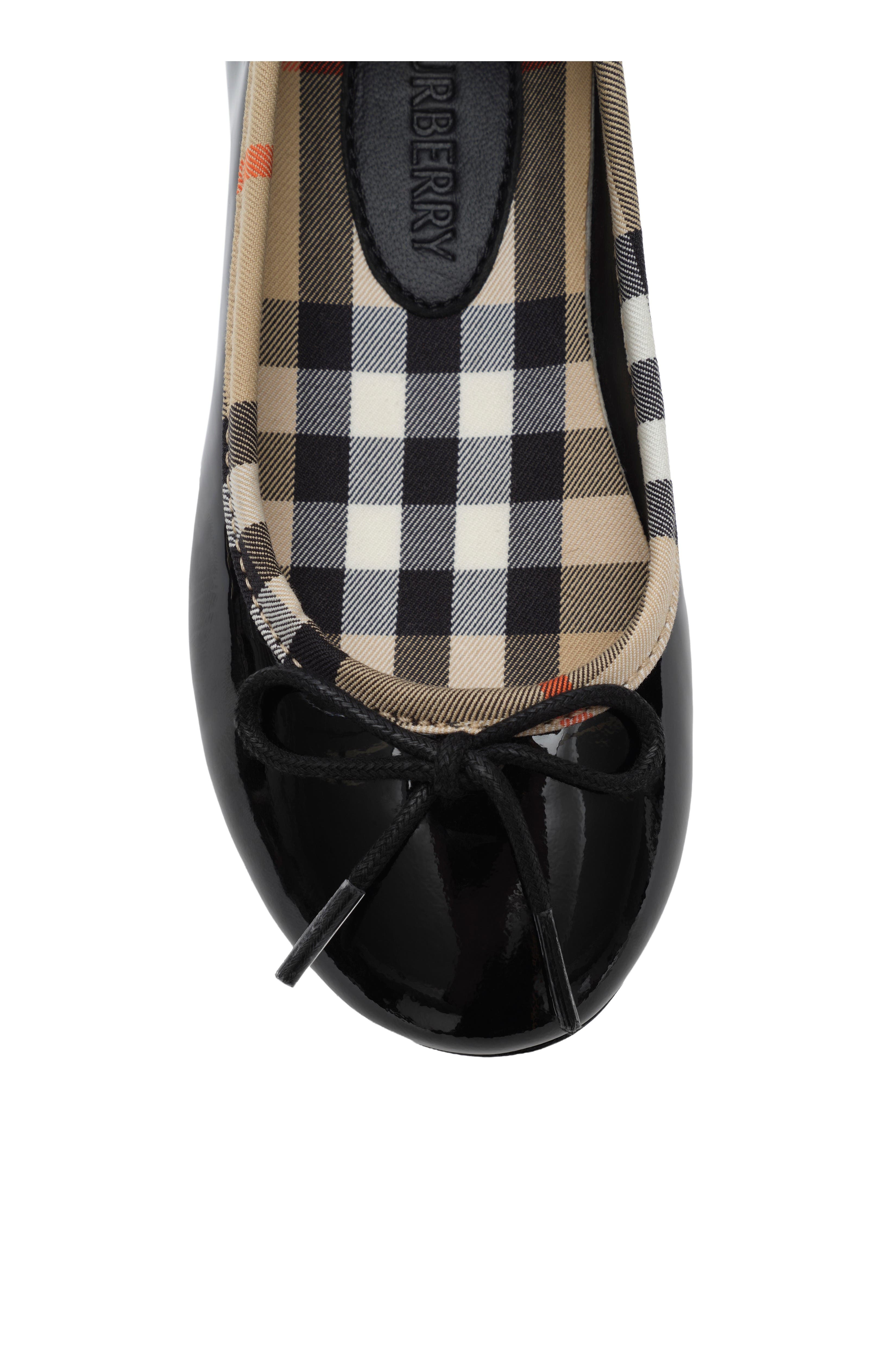 Check Trim Patent Ballerinas, Alternate, color, Black