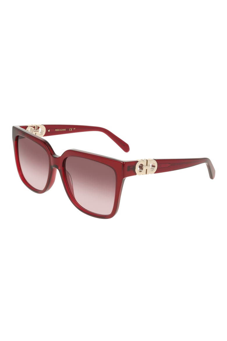 58mm Rectangular Sunglasses, Alternate, color, TRANSPARENT WINE