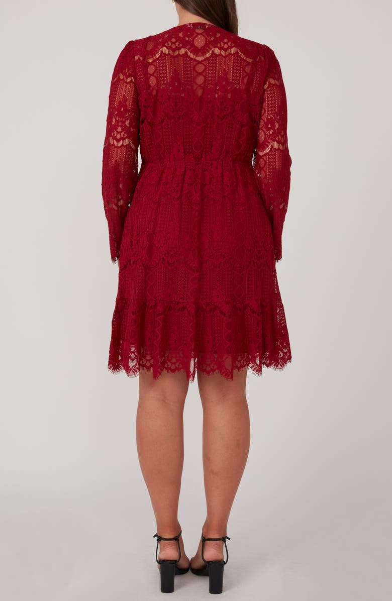 Estelle Lace Overlay Long Sleeve Dress, Alternate, color, Zircon