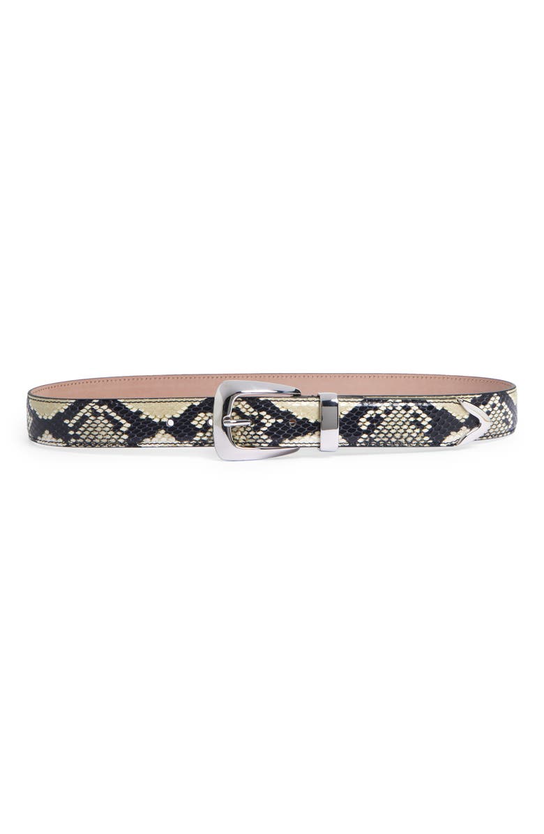 Khaite Benny Snakeskin Embossed Leather Belt, Main, color, Natural