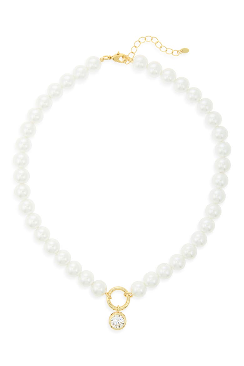 Beaded Pendant Necklace, Main, color, GOLD/PEARL