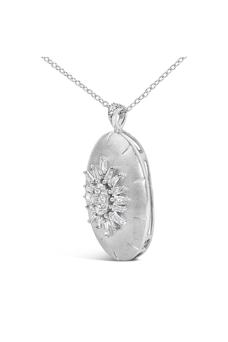 Sterling Silver 3/8 Cttw Diamond Puffed Oval Medallion Pendant Necklace, Alternate, color, Silver