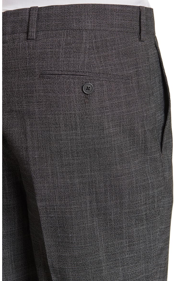 Two Button Notch Lapel Flat Front Trim Fit Suit, Alternate, color, BLACK