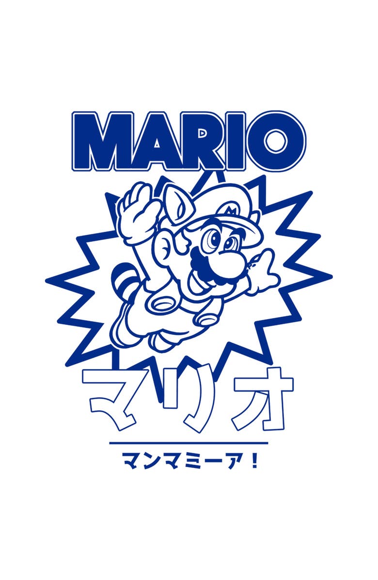 NINTENDO Men's Nintendo Super Mario Raccoon Black and White  Graphic T-Shirt, Alternate, color, White