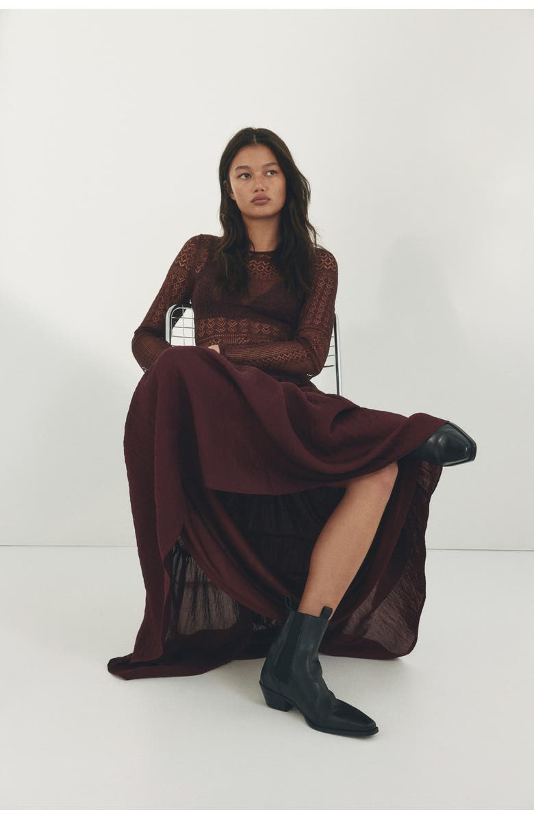 H&M Crêpe a-line skirt, Main, color, Burgundy
