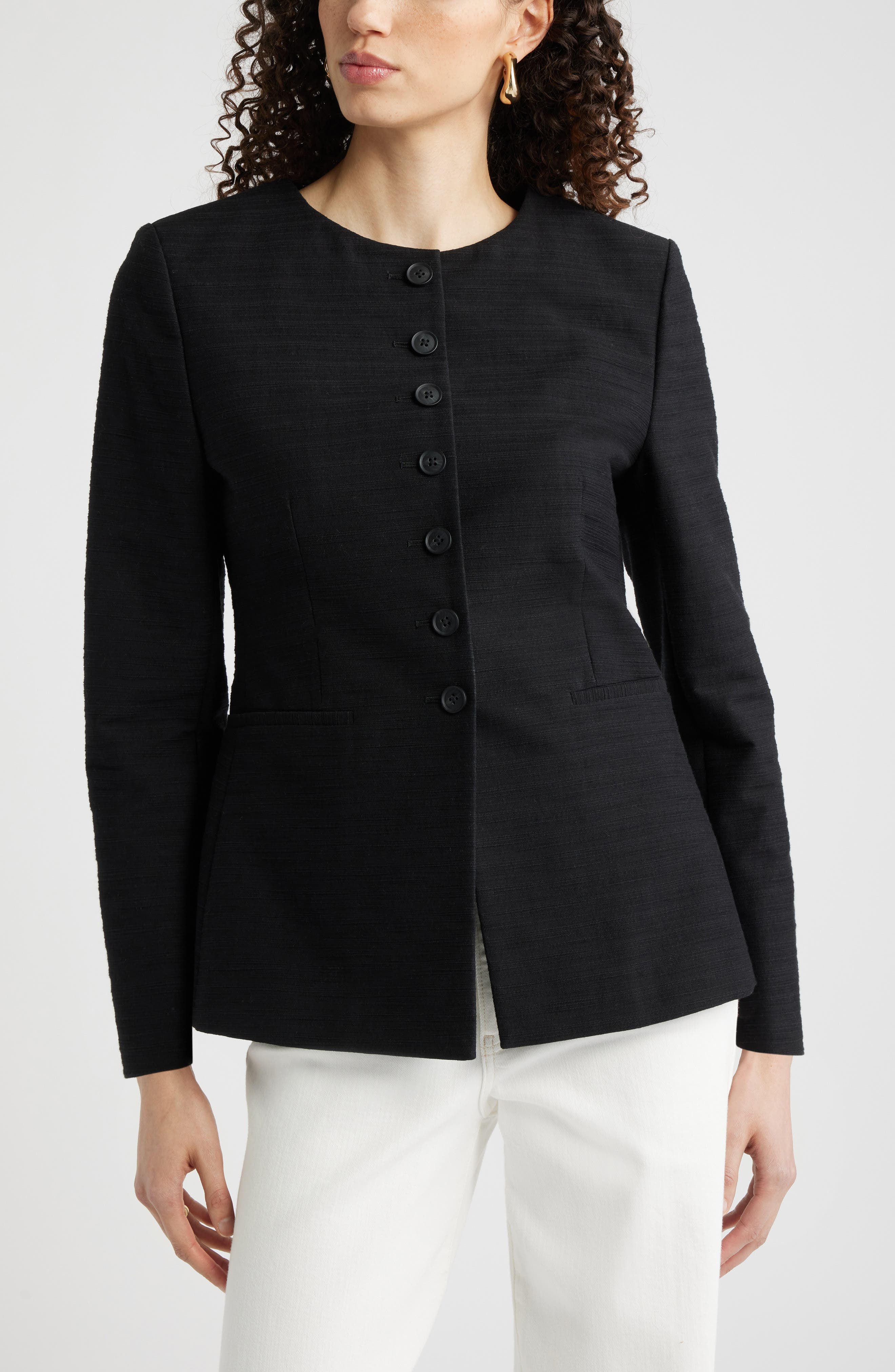Collarless Textured Jacket (Women) | Nordstrom
